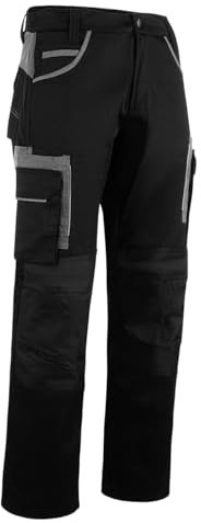 WrightFits Olympian Pro Pantalon de travail pour homme - Pantalon cargo pour homme - Pantalon de travail avec poches genouillères - Pantalon combat en noir et gris (76,2 à 106,7 cm), Noir , 32W x 29L