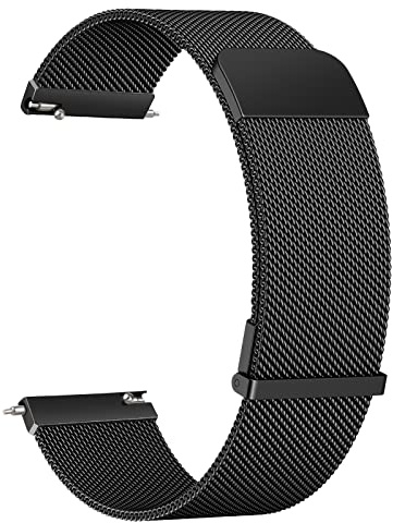 Wanme 22mm Bracelet de Montre en Métal, Acier Inoxydable Réglable, Bracelet de Replacement en Dégagement Rapide Homme Femme 22mm (22mm, Noir)