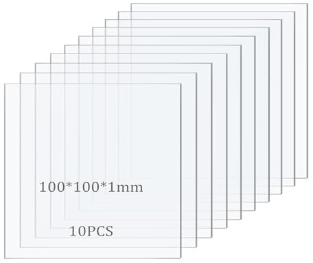 Taiyeestar 10 Stück Acrylglas Kunststoffplatten(10x10cm), 1mm Acrylplatten, Acrylplatte, Transparente Acrylglas Platte für Fotorahmen, Projektausstellung, Malerei, Tischaufsteller - Quadrate