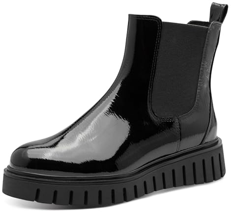 Marco Tozzi Damen Chelsea Boots zum Schlupfen Plateau, Schwarz (Black Patent), 39 EU