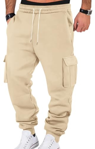 WINKEEY Pantaloni Tuta Uomo Pantaloni Sportivi Uomo con Tasche Pantaloni Casual a Vita Elastica