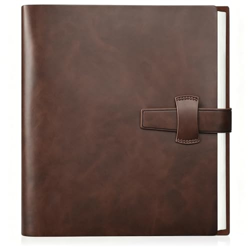 Artmag Photo Album 4x6 200 Photos, Thick Leather Cover Picture Album with 30 PCS Kraft Writing Paper Holds 200 Horizontal Photos for Family Wedding Anniversary (Brown)