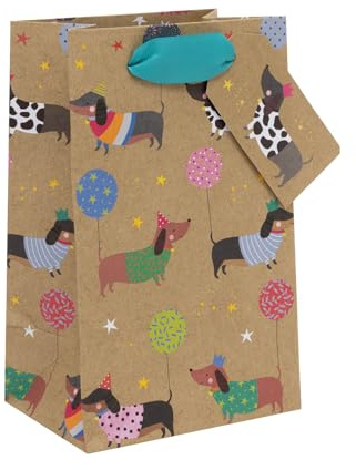 Ballyhoo Sacchetto regalo con profumo di cane salsiccia, in carta kraft, per compleanni e altre celebrazioni, perfetto per piccoli regali, 12,7 x 20,3 x 10 cm, multicolore