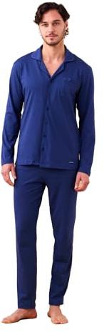 Noidinotte - Pigiama Uomo Jersey Invernale Articolo Unito. - S Blu