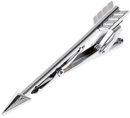 Joyería corbata decoración Metal diseño de flecha Clip de corbata camisa ajuste encantos broche for hombres caballero corbatas Pin(Silver)