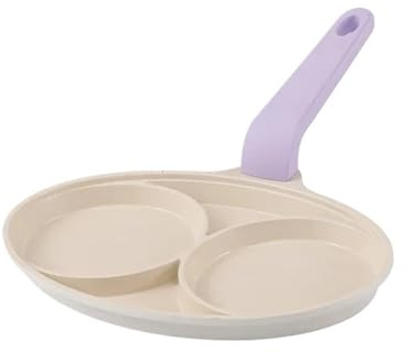 LIUHLFSR Omelettpanna med 2 hål, tjock non-stick äggkastrull, pannkakor, biffar, hamburgare, bröd, frukost, induktion för stekt ägg pannkakor (PURPLE)
