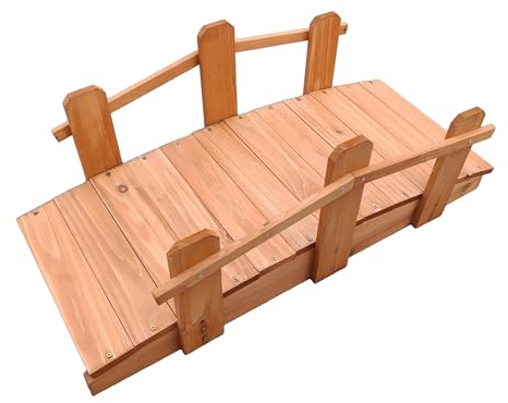Relaxdays Ponte Giardino in Abete per Stagno/ruscello HxLxP:25x32x70 cm, Max 100 kg, lasurato Arancione