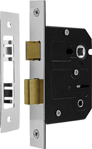 2½ Inch - 63mm Bathroom Mortice Sash Lock Polished Chrome - 44mm Backset