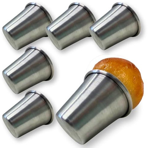 NAMAI - Set di 6 Stampi Baba, 6 CM Diametro x 6 CM Altezza, Alluminio Antiaderente, Adatti In Lavastoviglie, Pirottini Per Friggitrice Ad Aria, Made In Italy (6 stampi)