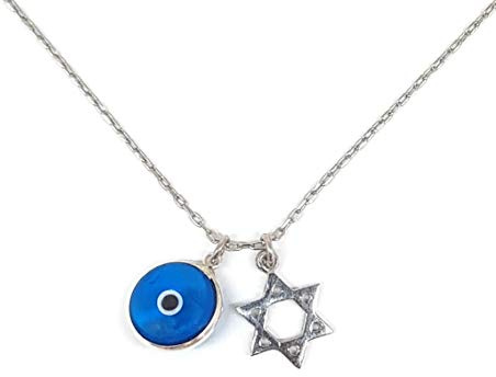 MYSTIC JEWELS by Dalia Collier en Argent Sterling 925 Motif étoile de David & œil de Bonne Chance