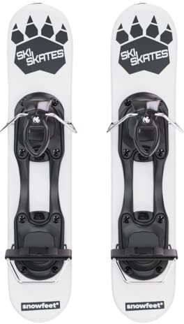Skiskates - Mini Sci Pattini per la Neve | Skis de Patinage Snowblades Skiboards | Pattini Corti pour la Neige | Les Skis Les Plus Courts (Blanc/Chaussures de Ski)