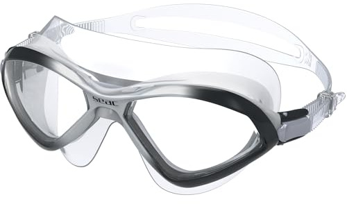 SEAC Diablo Schwimmmaske aus Silikon für Schwimmbad und offenes Wasser für Erwachsene, Schwarz/Silber LT, Einheitsgröße