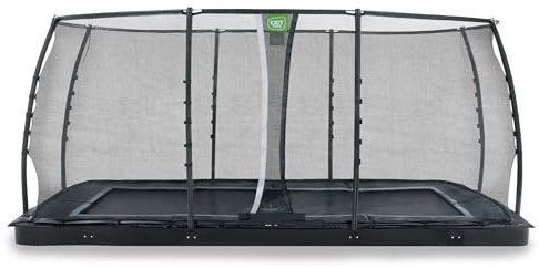 EXIT Toys Dynamic Rechteckiges Groundlevel Trampolin - 305x519cm - Mit Fußschutzsystem - Mit Sicherheitsnetz - Extra Lange Sprungfedern - Rostfrei - Großes Trampolin für Kinder - Schwarz