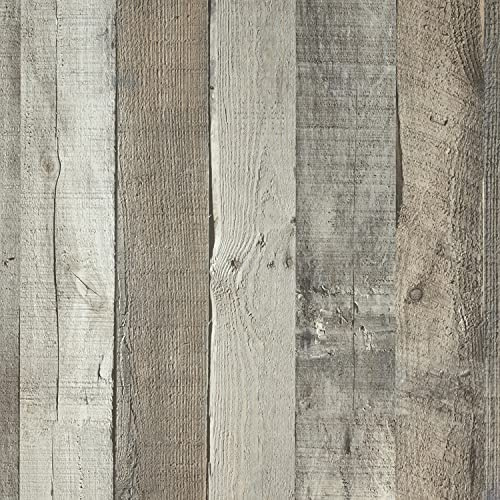 ConCus-T Wood Effect Wallpaper 44.5×300cm Self Adhesive Wall Sticker Waterproof Vinyl Wrap Film Sticky Back Paper Roll for Feature Wall or Furniture Upgrade