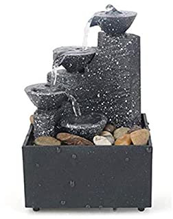 Syfinee Fontaine de table à lumières LED avec galet - Mini fontaine de méditation USB - Silencieux et apaisant - Décoration d'intérieur