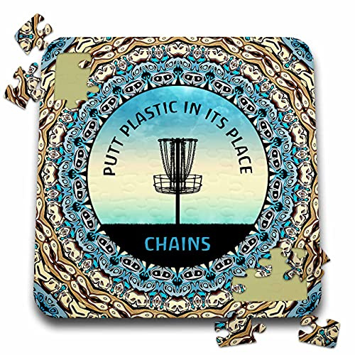 3dRose Blue Skies & Text to putt Plastic in its Place 10x10 Inch Puzzle