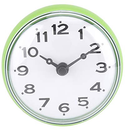 Nikou Orologio da parete, orologio da doccia con specchio per finestra da parete ad aspirazione impermeabile per bagno(verde)