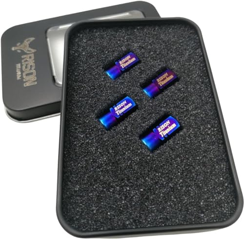 RISON Titanium Ventilkappen für Autoreifen 4 Stück Auto Titan Ventilkappen Reifenventil Staubkappen für Auto LKW Motorrad Fahrrad verhindern Universal gebrannt Blau Reifen Ventilkappen