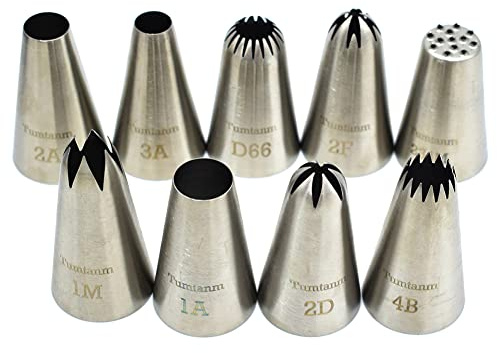 Tumtanm 9 pack Large piping nozzles, Seamless Icing Nozzles for Cake Decorating