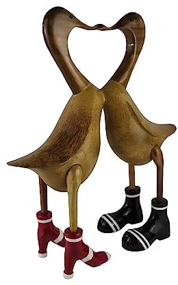 trendforge Dekortation Teakholz Ente Handmade Teakente Dekoartikel für Zuhause Geschenk hochwertig und einzigartig - ca. 45cm