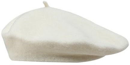AWOCAN Baskenmütze Französische Baskenmütze Klassische Mode Beanie Mütze für Männer und Frauen Künstler Hut Solide Farbe Weich (Acrylfaser, weiß)