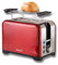 Basilico® Toaster rot-metallic Edelstahl 2 Scheiben Toaster mit 7 Bräunungsstufen – inklusive Auftau- & Aufwärmfunktion – Krümelschublade und separater Aufsatz für Brötchen, Croissants usw. (780-930W)