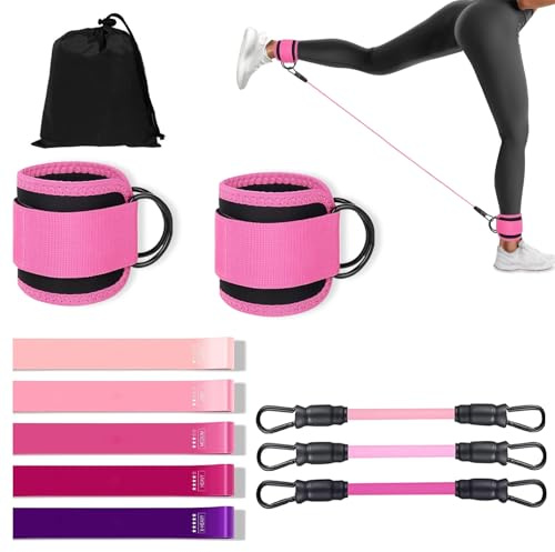 Ankle Resistance Bands with Cuffs Resistance Bands for Workouts, Hip Workout Equipment,Exercise Loops for Kickback Hip Fitness Training Cable Kick Back Ankle Straps and Glute Workout Equipment.