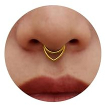 LunarCharm 2 unidades de septum dorado apilado, aro 16G, acero inoxidable 316L, clicker septum plegable 12mm, anillo nasal piercing, anillos de piercing corporal