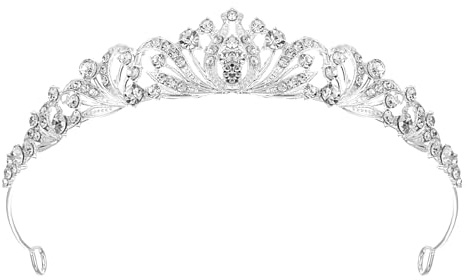 Larrel strass kristalltiara, bröllopsdiadem för brud prinsessa elegant krona bröllop krona pannband brud pannband diadem krona för bröllop, födelsedag, fest och halloween hårtillbehör