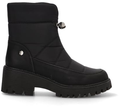 Etika Botas Militares de Plataforma para Mujer, Botín Acolchado con Suela Track, Tacón de 6cm y Cierre con Cremallera, Modelo 11117 Negro - 40