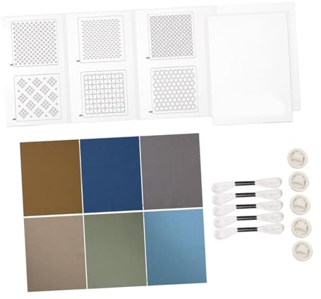 wueiooskj Geometriskt mönster Sashiko-kit förtryckt mall för enkel stygnövning, ritningslinje Sashiko-kit för nybörjare, schablon för växtkrukor, geometriskt mönster, Set A