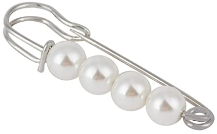 Gazechimp Mode Exquis Broche Faux Pearl Cuvre Safety Breastpin Pin Clip Argent Femme
