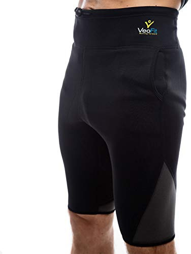 VEOFIT Men Slimming Neoprene Shaper Ideal Sauna Shorts for Weight Loss and Workout- Size XL– FREE Gifts: Fitness Guide and Carry Bag