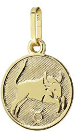 NKlaus Stjärntecken 333 8 karat guld gulguld Ø 12 mm kedjor hänge horoskop, Gult guld Silver