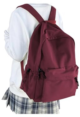 HYC00 Schulrucksack Damen, Causal Travel Schultaschen 14 Zoll Laptop Rucksack für Mädchen im Teenageralter Leichter Rucksack Wasserabweisend Bookbag College Boys Men Work Daypack,Rot