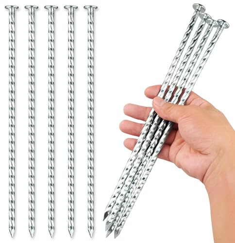 EISENSP Lot de 25 piquets d'ancrage en métal galvanisé de 30,5 cm pour Bordure de pavé, Gazon Artificiel, barrière Contre Les Mauvaises Herbes, pic Lumineux