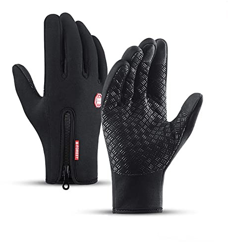 Premiume warme winddichte wasserdichte Touchscreen Handschuhe Unisex,Handschuhe Herren Damen Winter,Winter Beheizbare Fahrrad Handschuhe,Winterhandschuhe Laufhandschuhe Skihandschuhe (Schwarz, M)