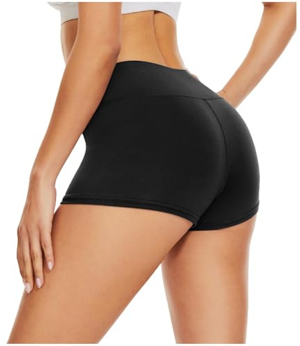 DDOBB Pantalones Cortos Culotte Shorts Mujer Hot Pant Mallas Cortas Culote Leggins Deporte Cintura Alta Ciclismo Push Up Gimnasio(Negro,XS)