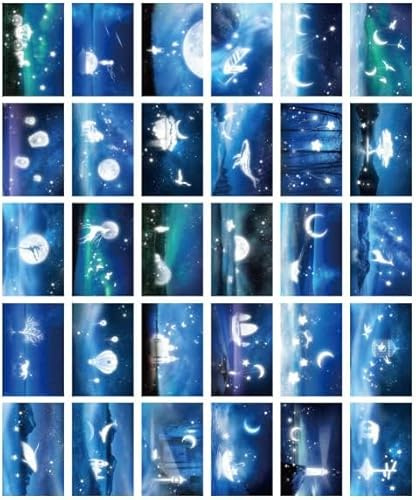 ZPPLD 30pcs Postcards,Fluorescent Deer Postcards,Luminous Postcard,Postcard Set for Friends, Relatives, Classmates 14 * 10cm (A)