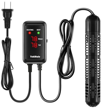 YukiHalu Aquarium Heater 50/100/200/300/500W with Protective Case, Fish Tank Heater, Temperature Adjustable, External Temperature Controller, LED Display, Used for 10/20/40/75/120 Gallons (200W)