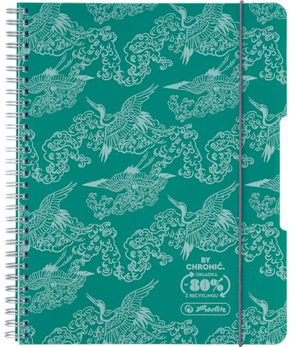Herlitz® Brulion på spiral B5 80 rutiga ark | Objekt Skolbok | Studie Anteckningsblock | Student Skrivbok | För Lärande Kalligrafi | ECO PP COLORS Turkos