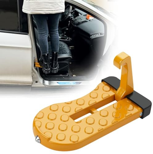 YQINGQ Pedal para Puerta de Coche para V-W A-UDI B-ENZ KIA F-Ore, Pedal Plegable Puerta Coche Aluminio Pedal de Puerta Pedal de Gancho con Martillo Seguridad Auto Partes,Orange