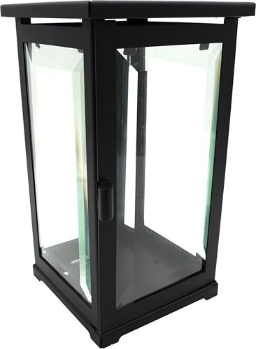 Lanterne funéraire moderne de qualité supérieure avec verre à facettes - 21 cm (noir)