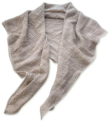 LumiSyne Bufanda Arrugada Para Mujer Pañuelo Cuadrada Color Sólido Algodón Lino Sensación Bufanda Con Textura Plisada y Ribete De Encaje Estilo Literario Vintage Ligero Pañuelo De Cuello Cabeza Chal