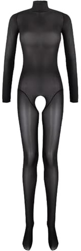 RUIBAVYA Donna Lucido Bodystocking Sexy Lingerie Collo Alto Collant Aperti Calze Sexy Body Sexy