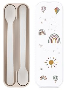 Mepal - Fütterlöffel Mio - Babylöffel - Kleinkind Fütterlöffel - Spülmaschinengeeignet & BPA frei - 2er Set - Sunshine & Rainbow