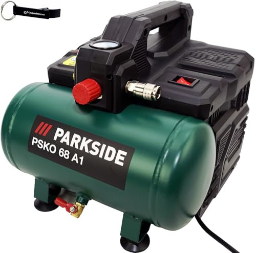 HEADNMORE® Bundle Parkside PSKO 68 - Compresor silencioso portátil (550 W, incluye llavero)