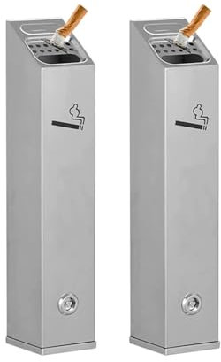 Posacenere da Parete 2 Pezzi - Posacenere da Parete per Esterni, posacenere da Parete in Acciaio Inox, posacenere in Metallo con Serratura, Ideale per l'uso all'Esterno di uffici, ristoranti