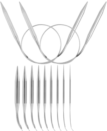 9 Pièces Aiguilles à Tricoter Circulaires en Acier Inoxydable, Aiguilles Circulaires à Tricoter, 2,5/3,5/4,5/5,5/6/7/8/9/10 mm, pour Amateurs de Tissage, pour Chaussettes, Cols et Manches (80 cm)