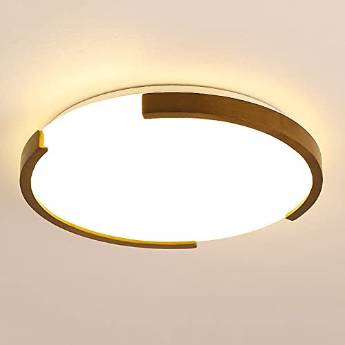 Plafon techo , Luz de techo LED de color nogal Lámpara de techo redonda for interiores Lámpara de techo de montaje empotrado Lámpara de techo de madera simple Lámparas decorativas for el hogar for el
